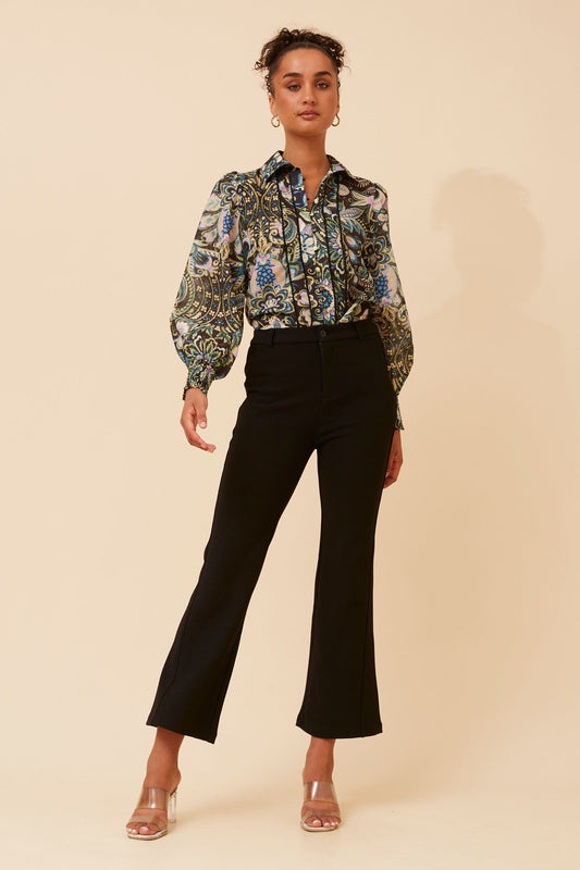 Image of Blouses. Product name - ELKE FLORAL BLOUSE in Multi Green colour by brand - Caroline Morgan Australia
