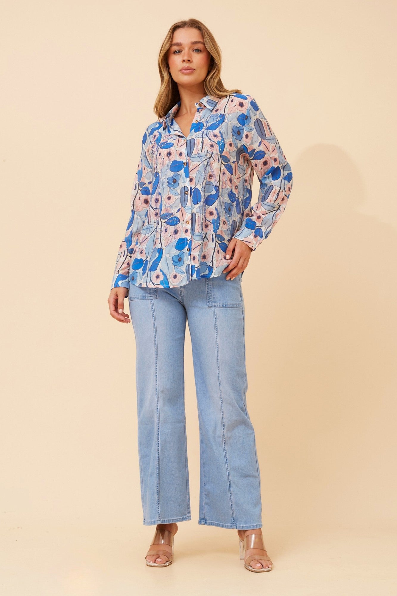 EUNICE FLORAL PRINT SHIRT (Multi Blue)