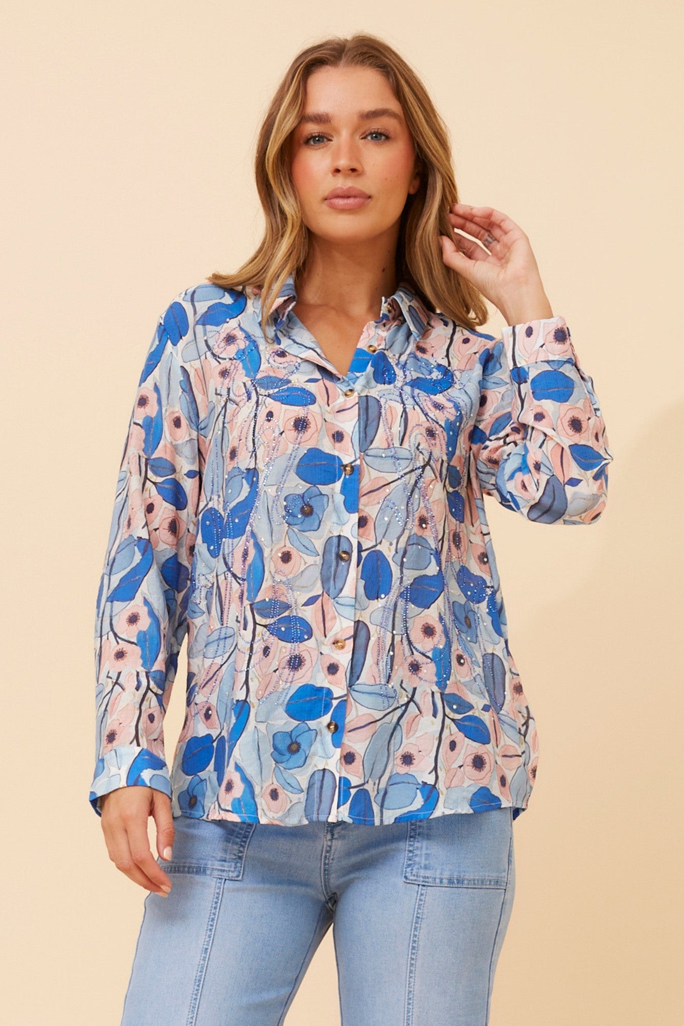 EUNICE FLORAL PRINT SHIRT (Multi Blue)
