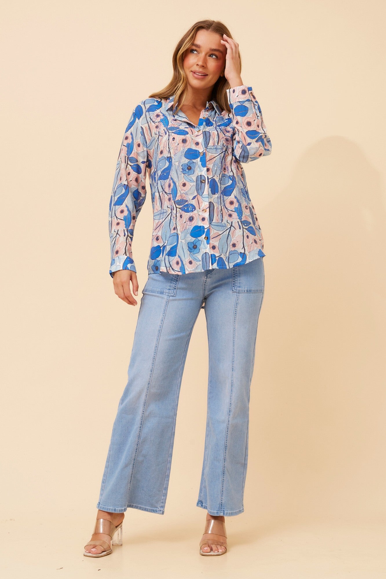 EUNICE FLORAL PRINT SHIRT (Multi Blue)