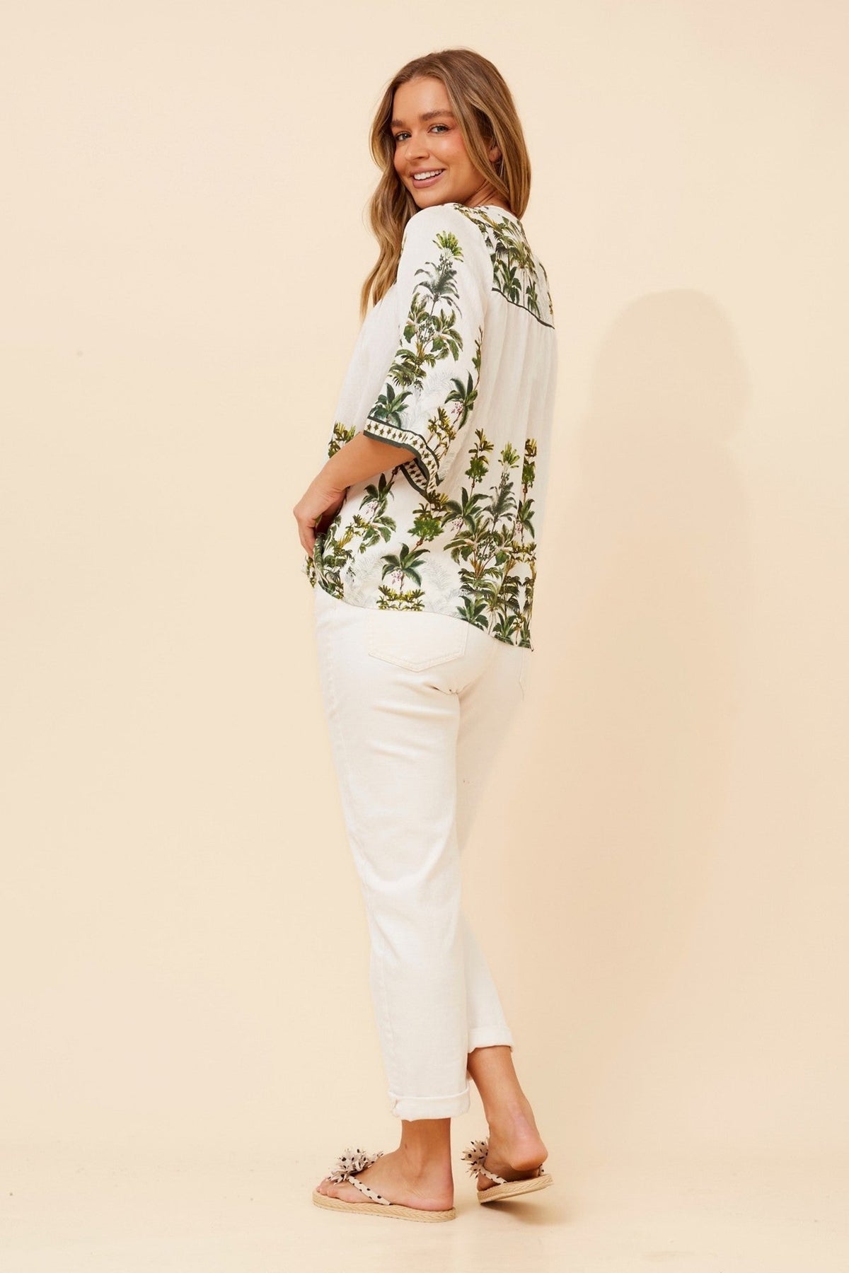GERTA TROPICAL PRINT TOP (Multi Green)