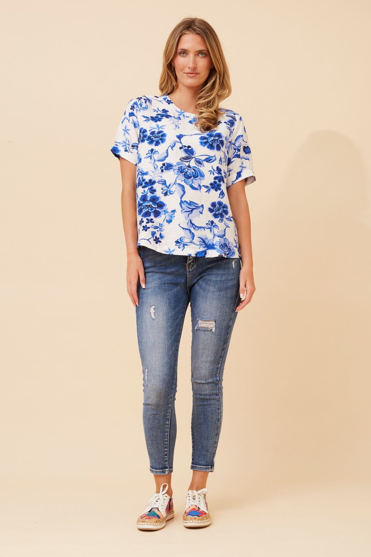 OSMOND FLORAL TOP (Multi Blue)