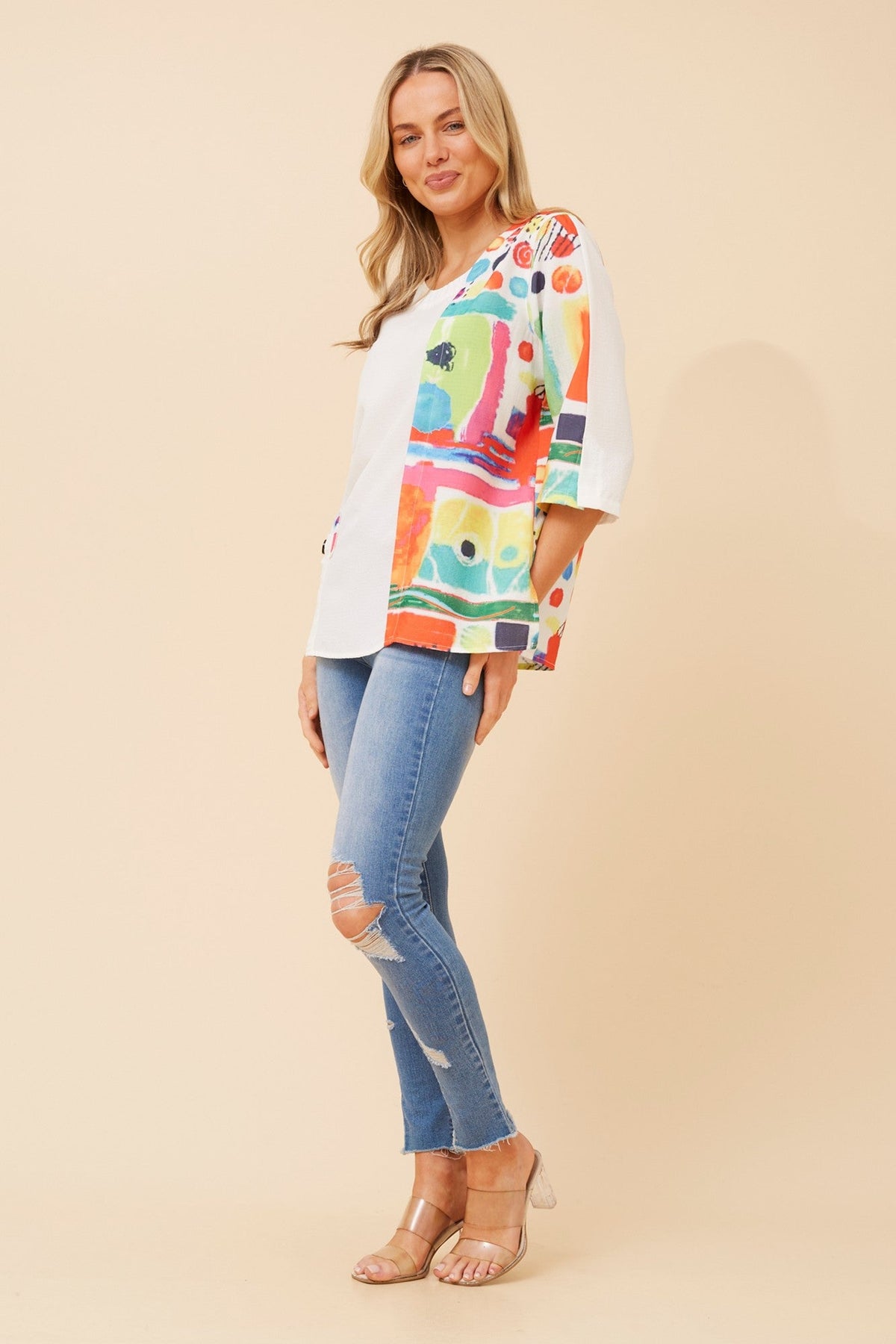 ALIA ABSTRACT PRINT TOP (White)
