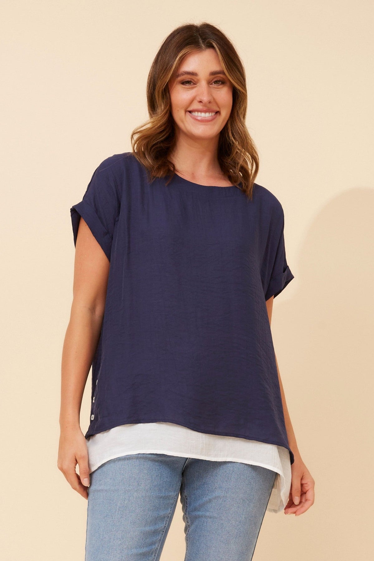 RAYMOND DOUBLE LAYERED TOP (Navy)