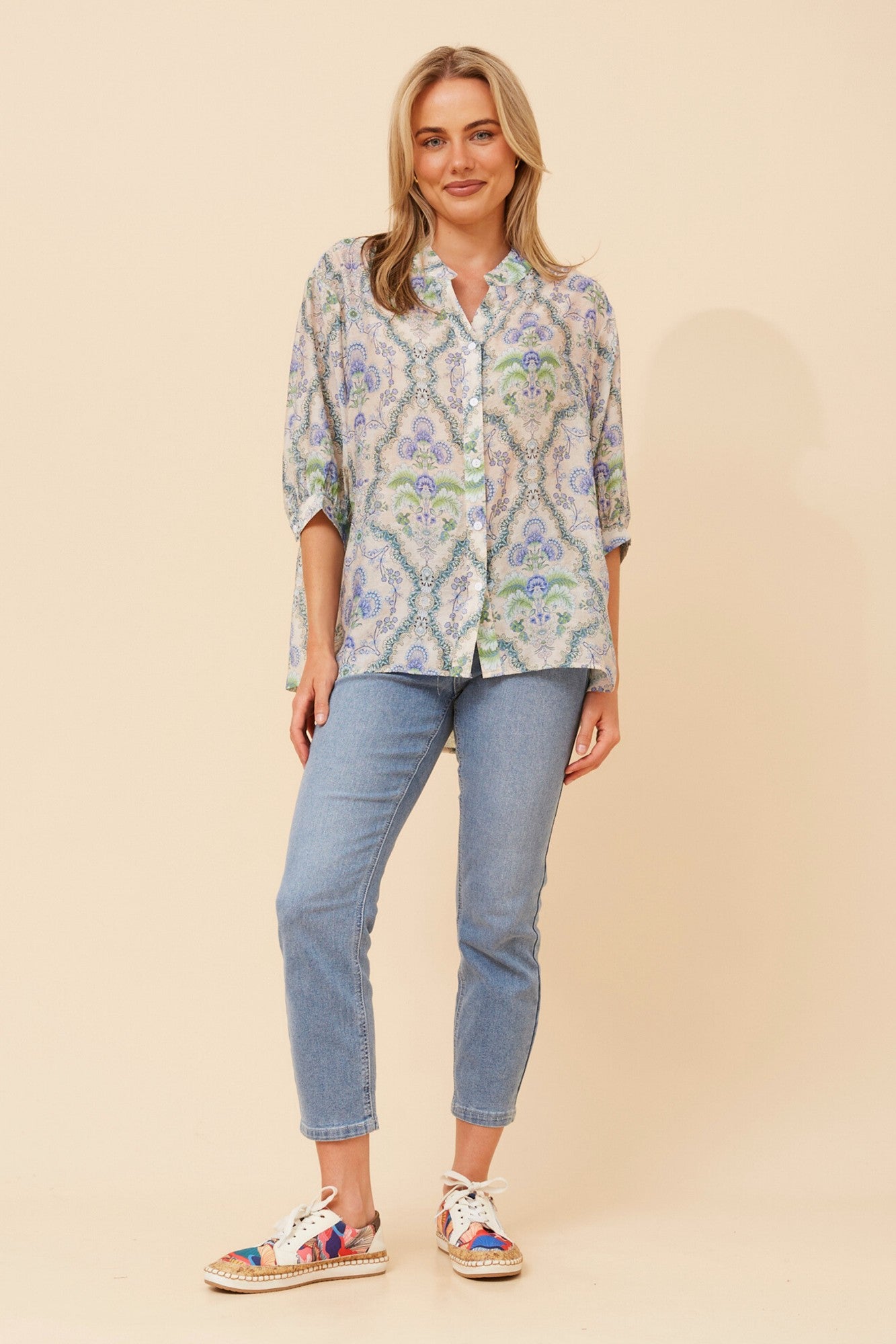 BELINA FLORAL PRINT SHIRT (Multi Green)