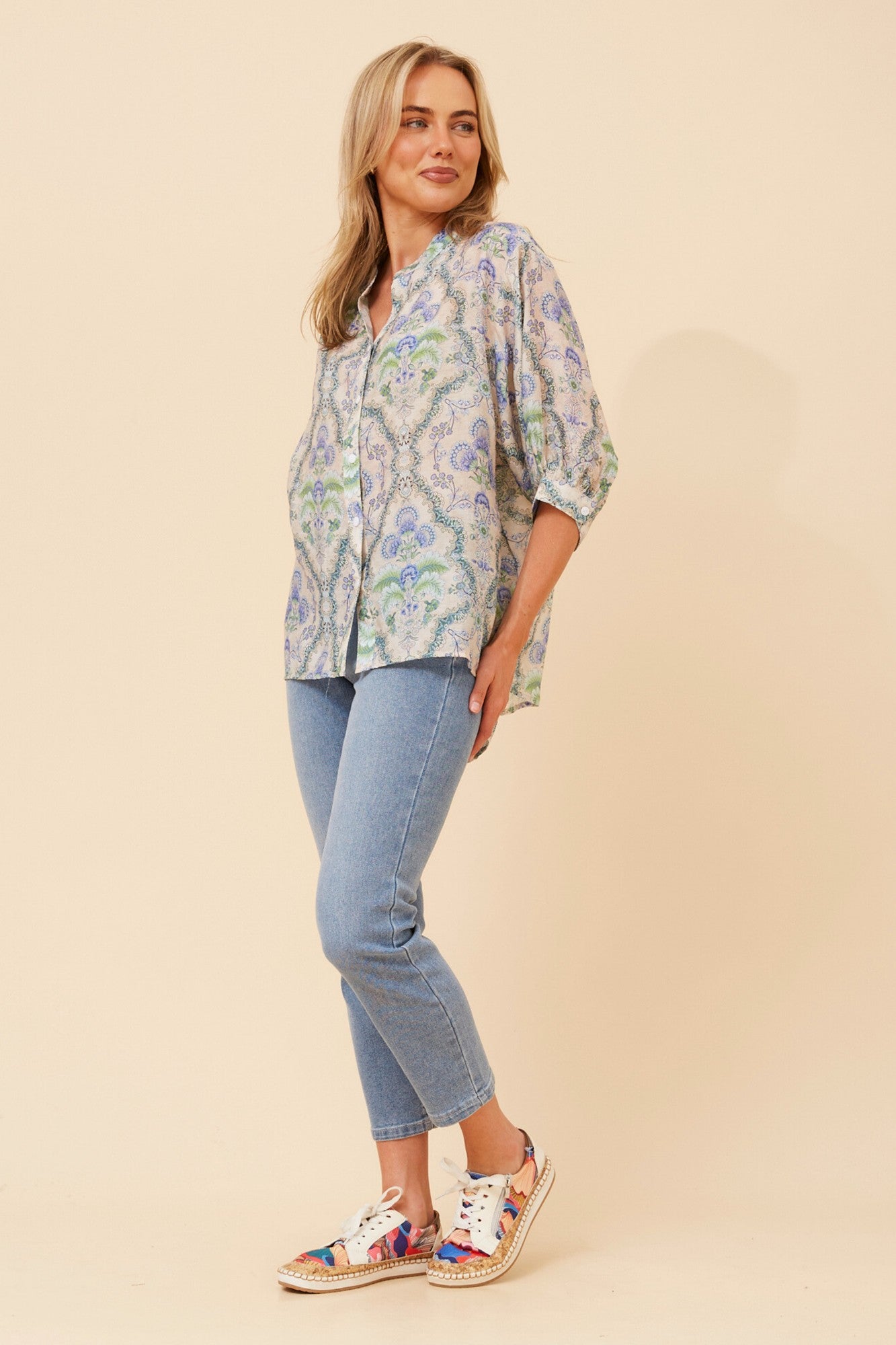 BELINA FLORAL PRINT SHIRT (Multi Green)