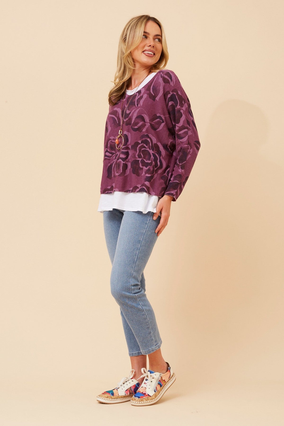 MELIKA FLORAL PRINT TOP (Chocolate)
