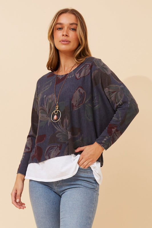 BOTTEGA MODA MELIKA DOUBLE LAYER TOP (Navy)