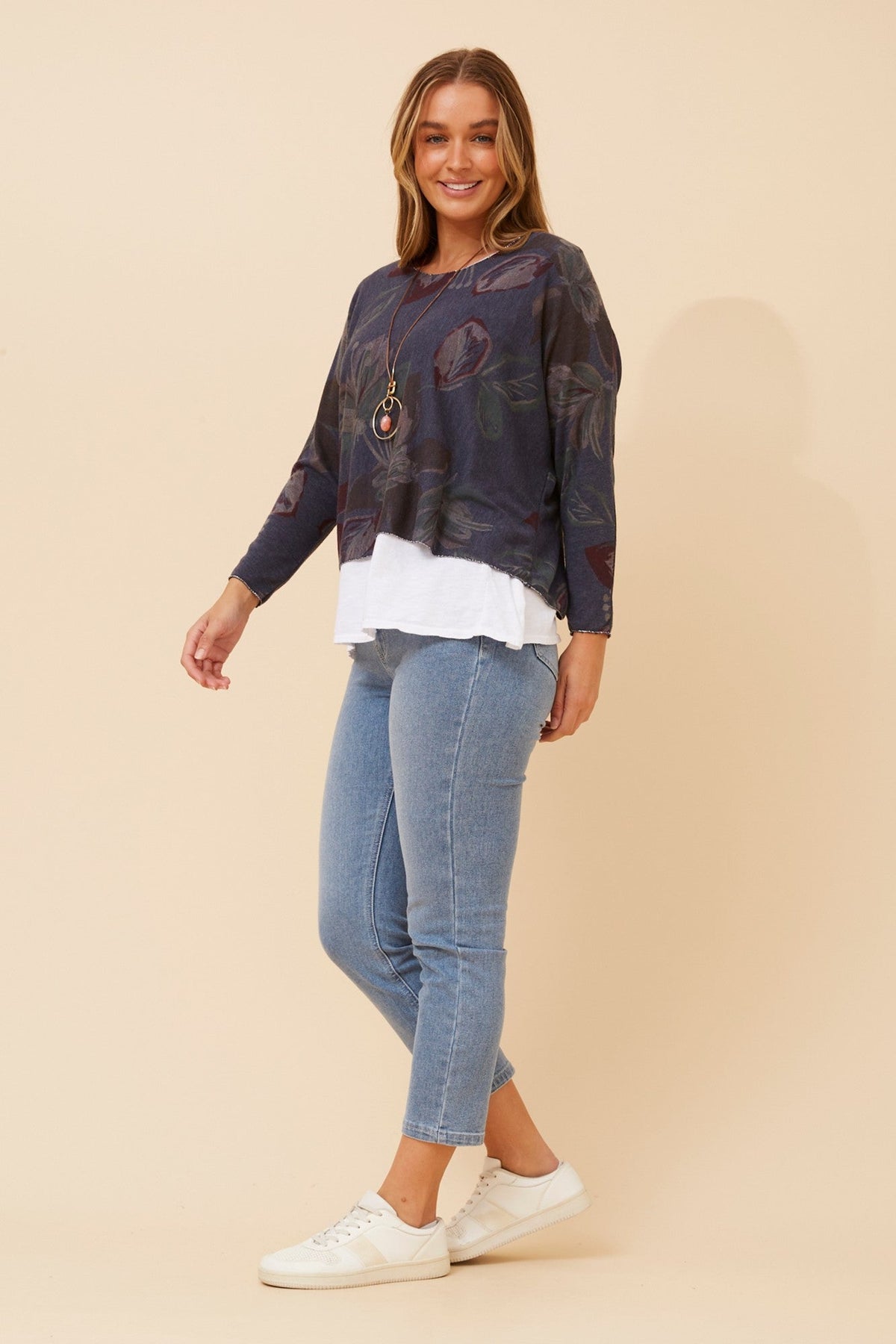BOTTEGA MODA MELIKA DOUBLE LAYER TOP (Navy)