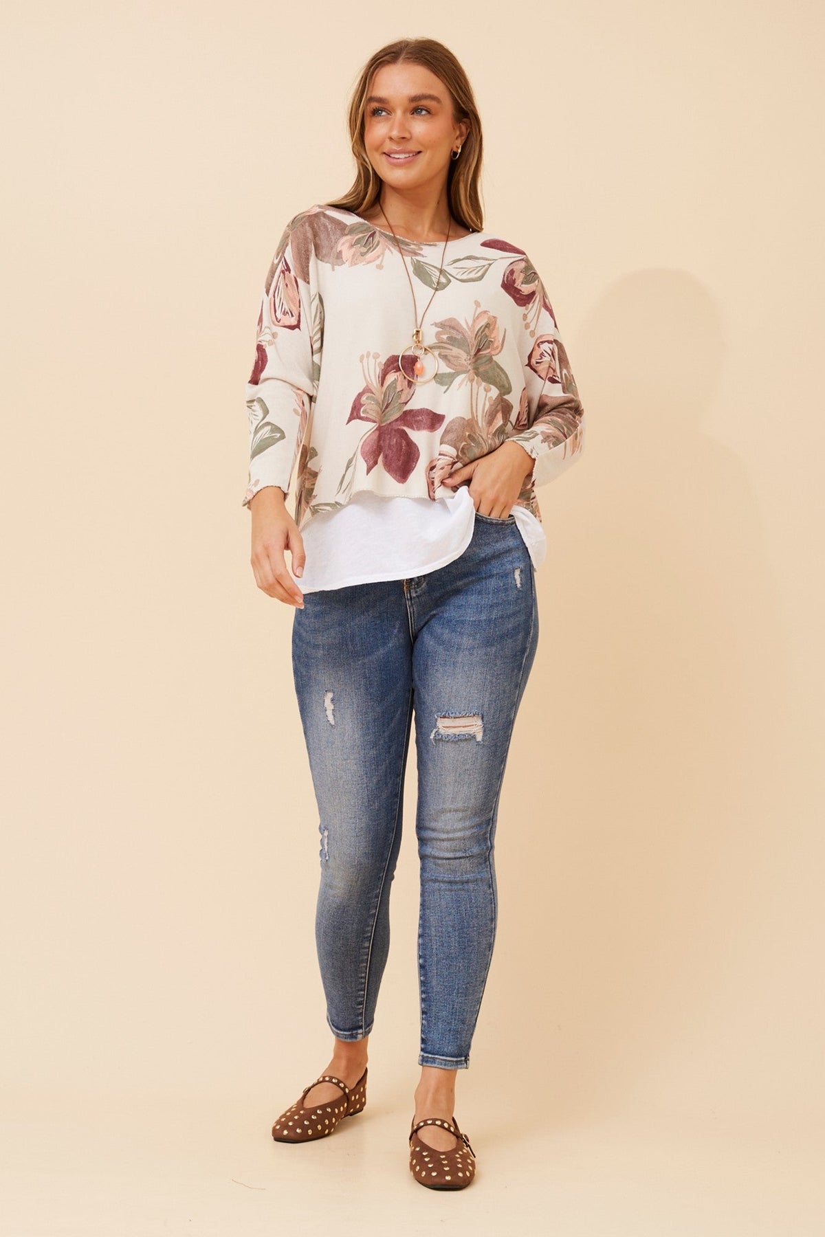 BOTTEGA MODA MELIKA DOUBLE LAYER TOP (Stone)