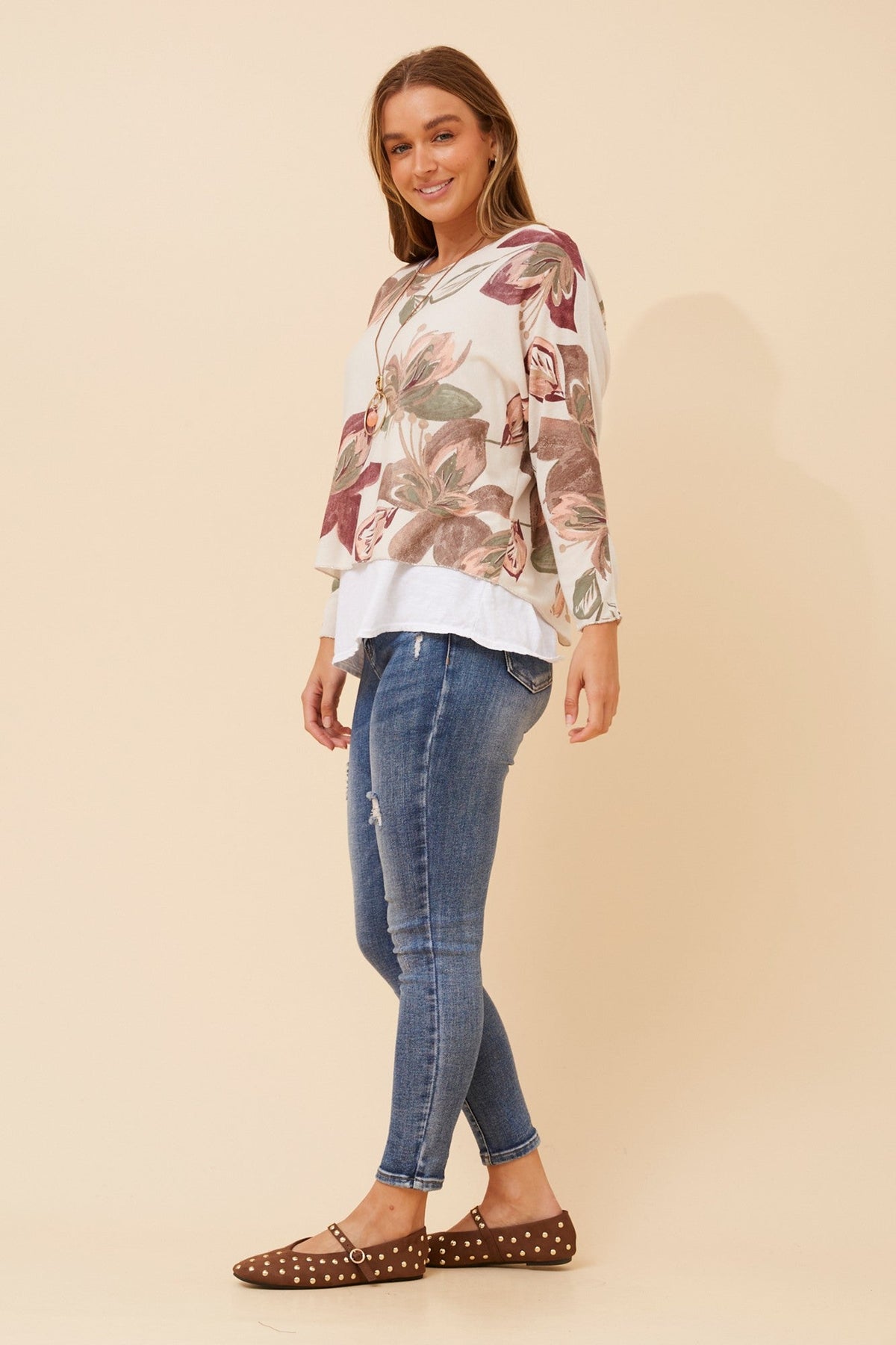 BOTTEGA MODA MELIKA DOUBLE LAYER TOP (Stone)