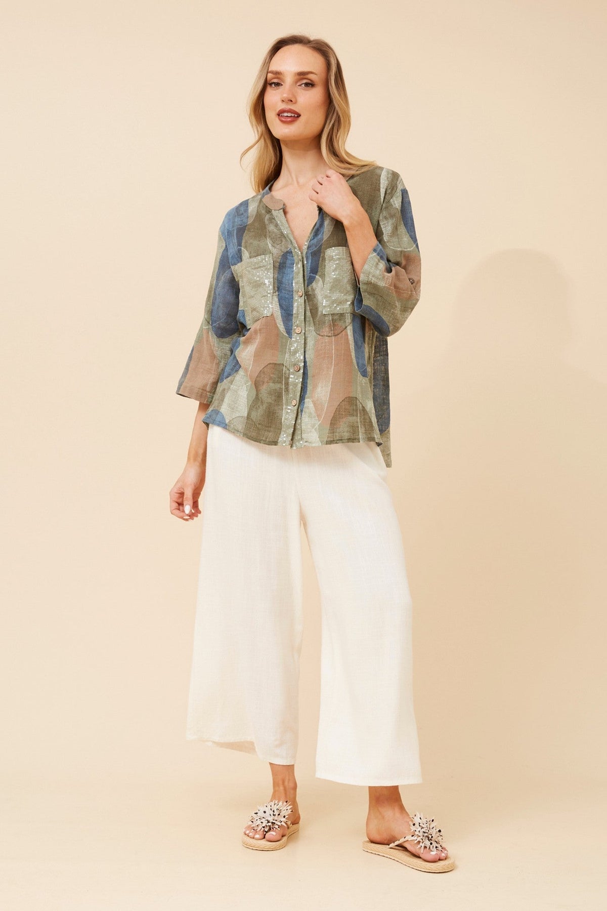 NOSETTA ABSTRACT PRINT TOP (Caramel)