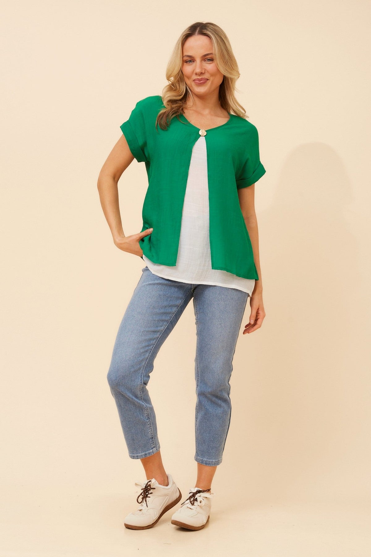 HENRIET DOUBLE LAYERED TOP (Emerald)