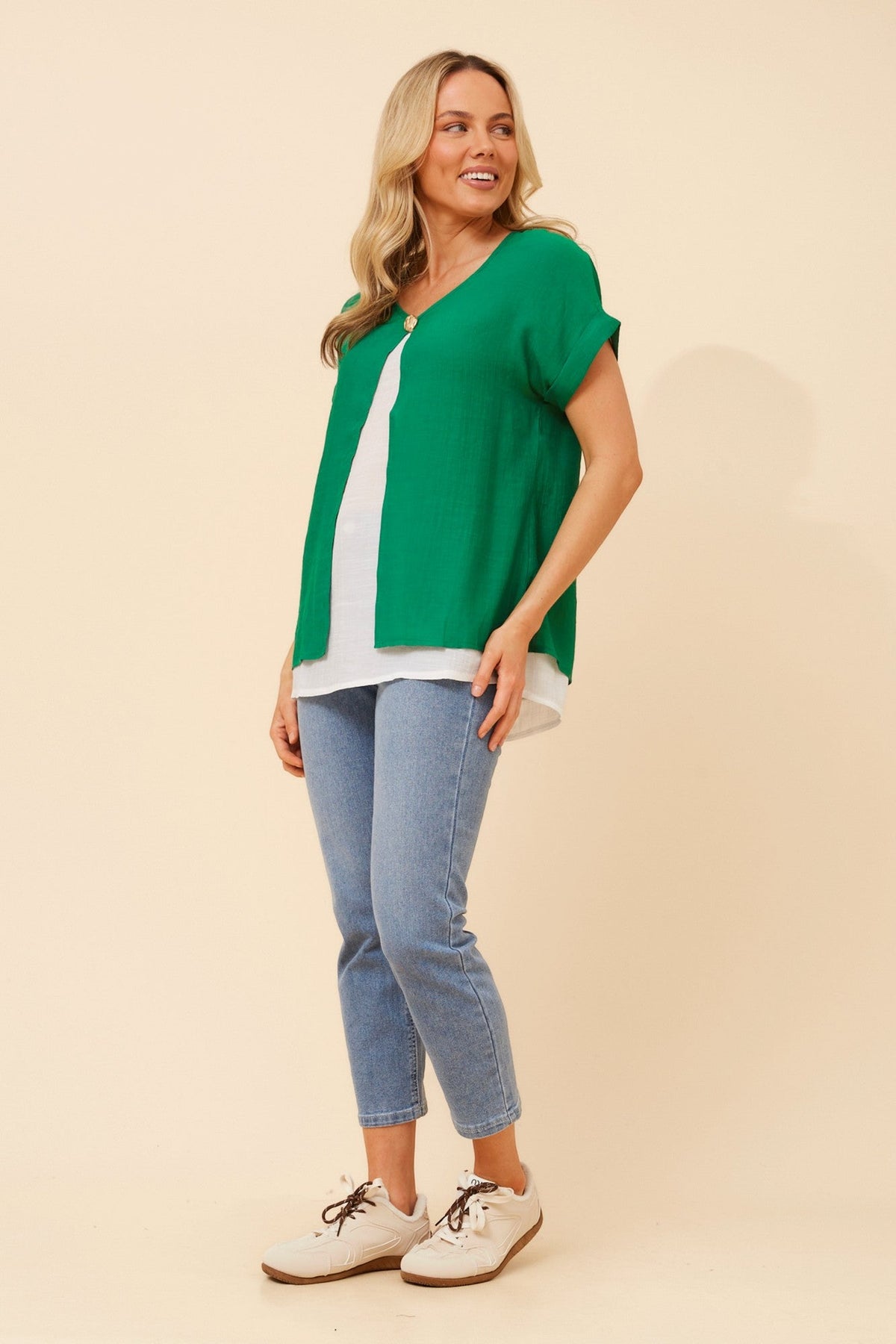 HENRIET DOUBLE LAYERED TOP (Emerald)