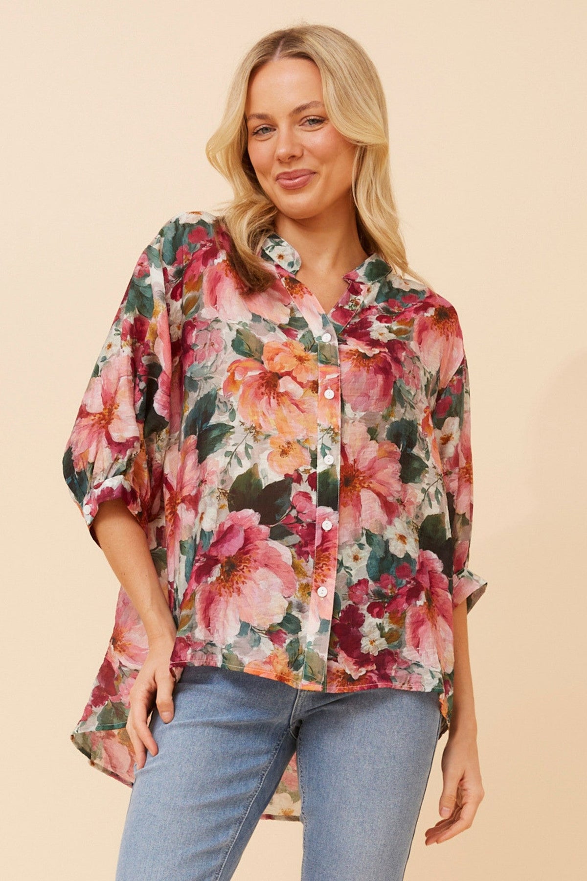 BELINA FLORAL SHIRT (Multi Pink)