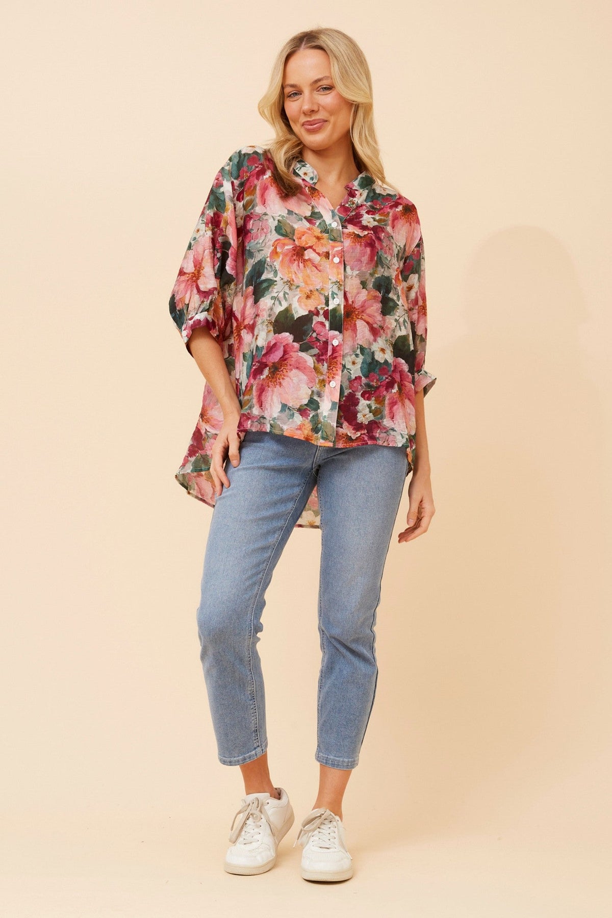 BELINA FLORAL SHIRT (Multi Pink)