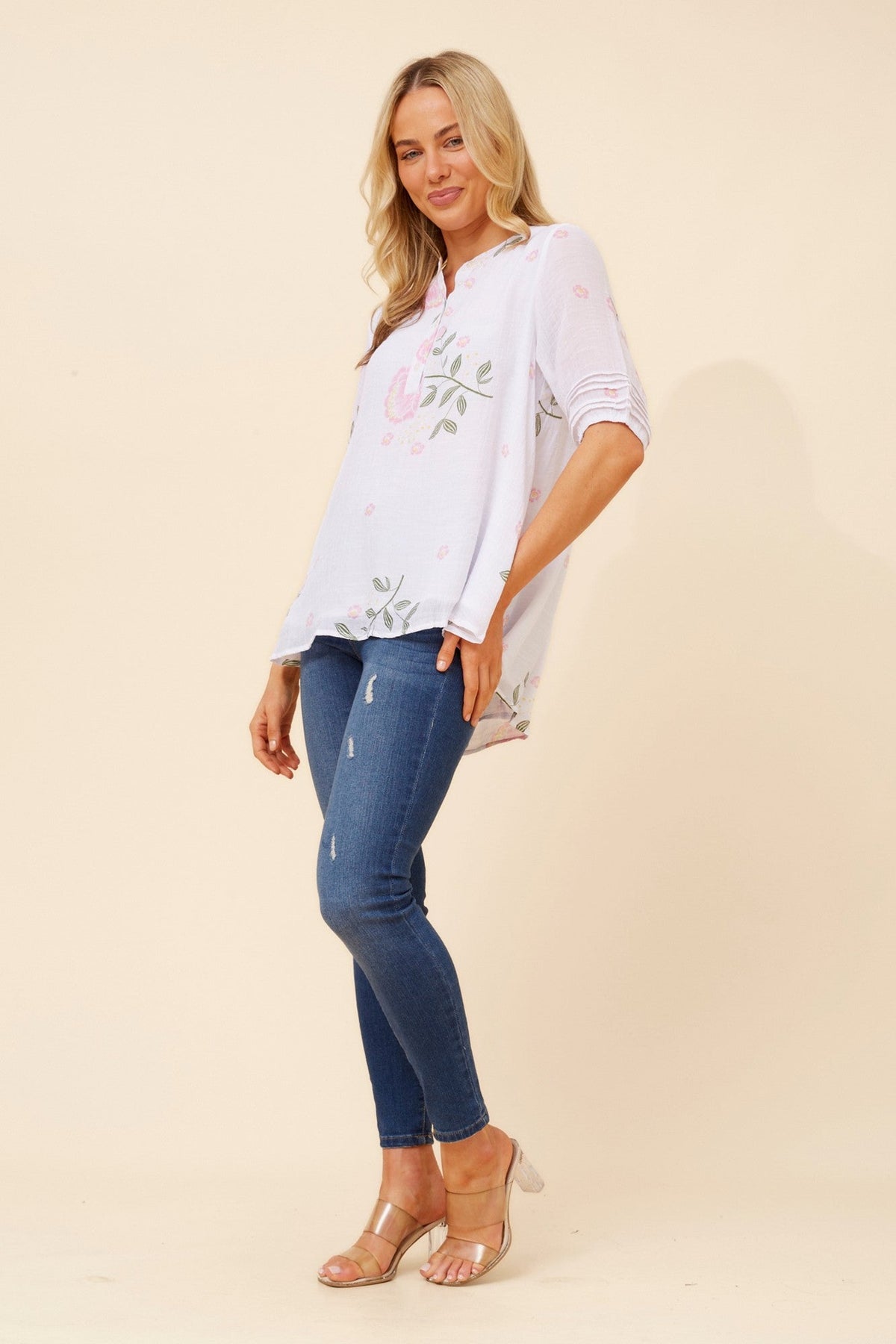 Caroline Morgan Australia HALIMA FLORAL TOP (Multi Pink)