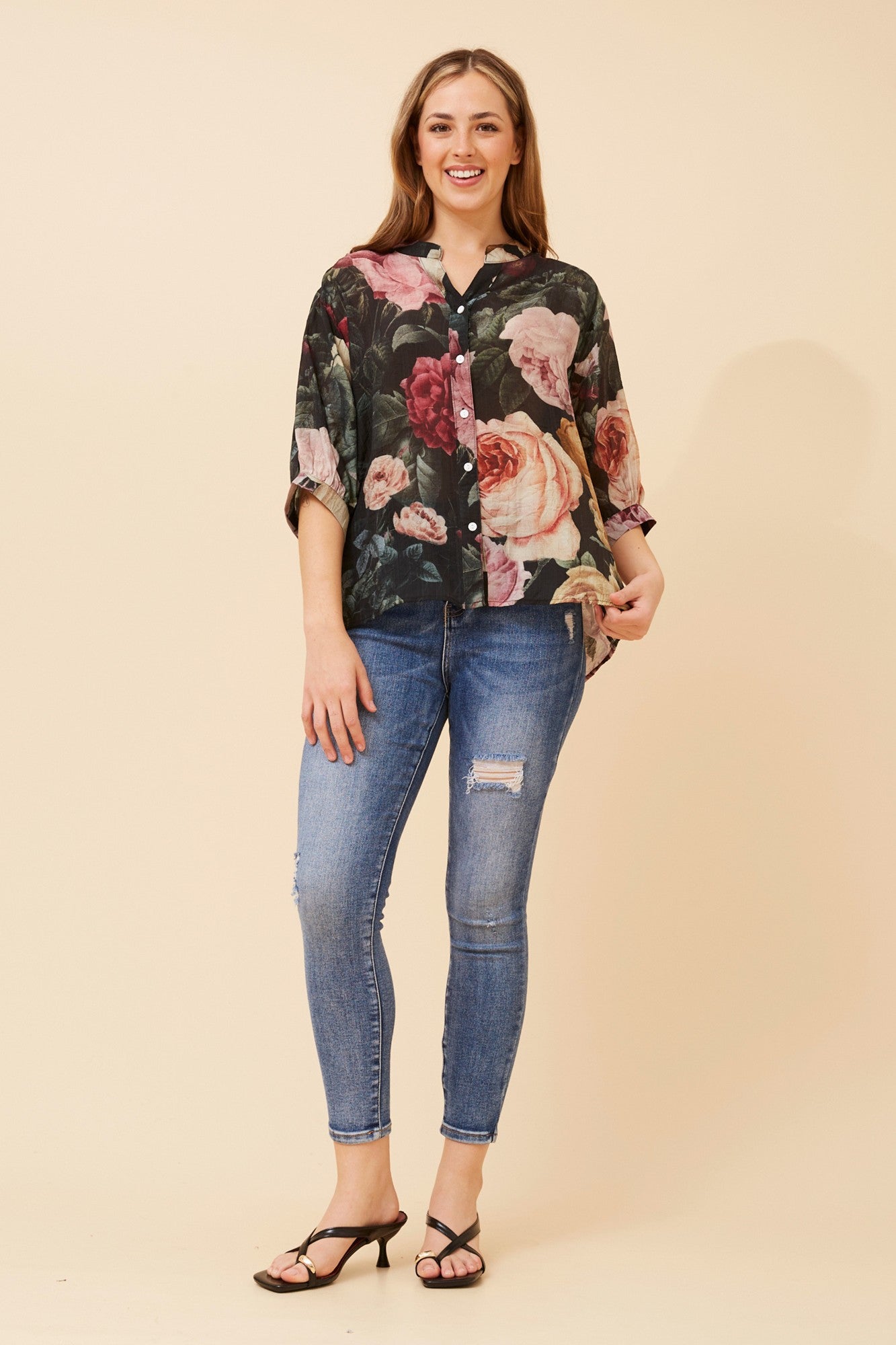 BELINA FLORAL SHIRT (Multi Black)