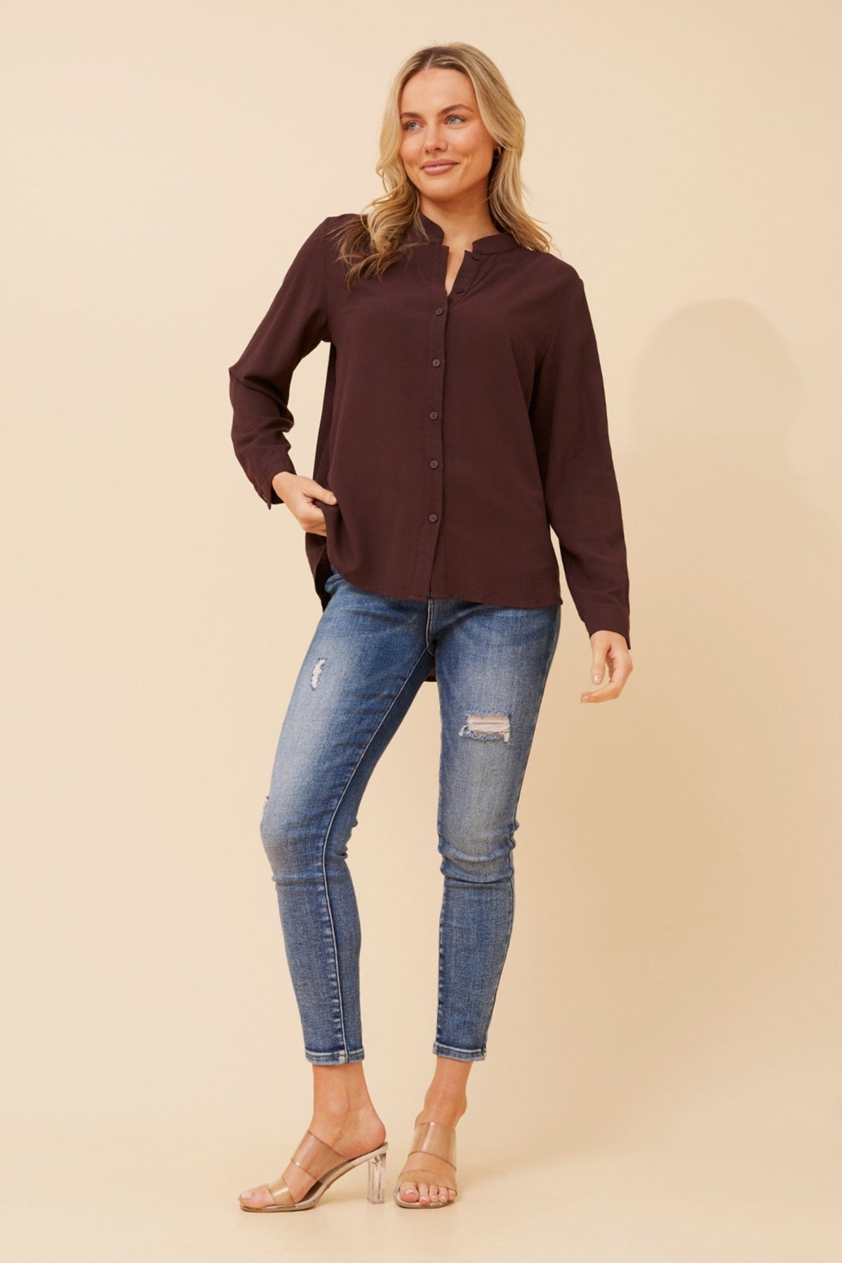 OTTILYN SOLID SHIRT (Chocolate)