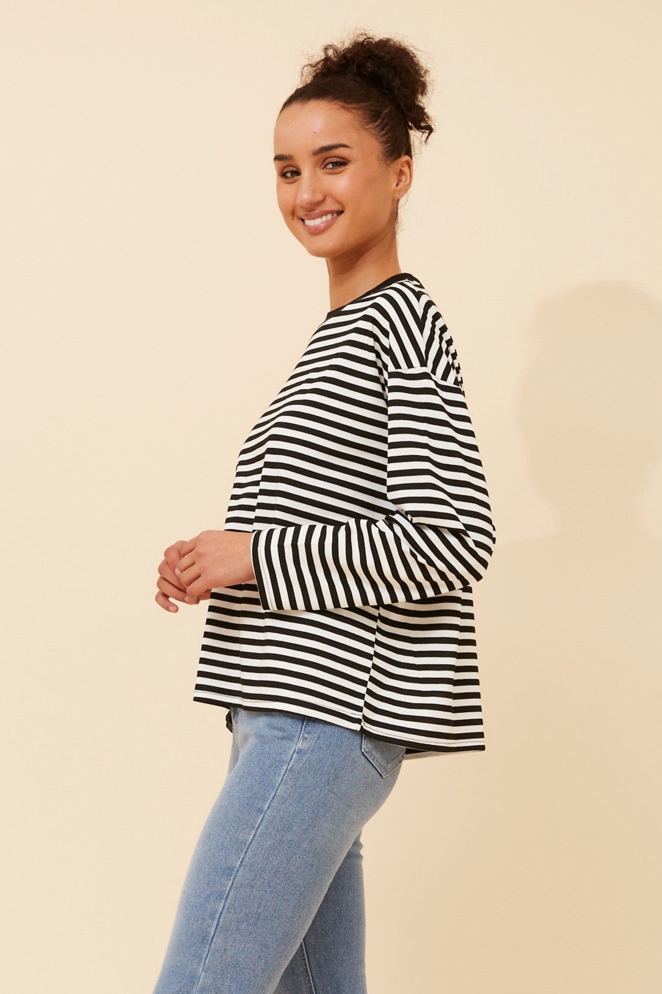 MORGANA STRIPE PRINT TOP (Black/White)