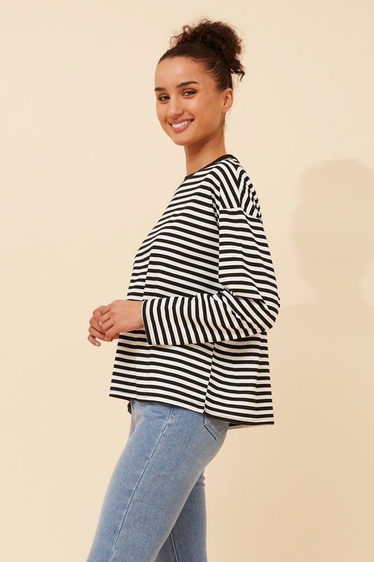 MORGANA STRIPE PRINT TOP (Black/White)