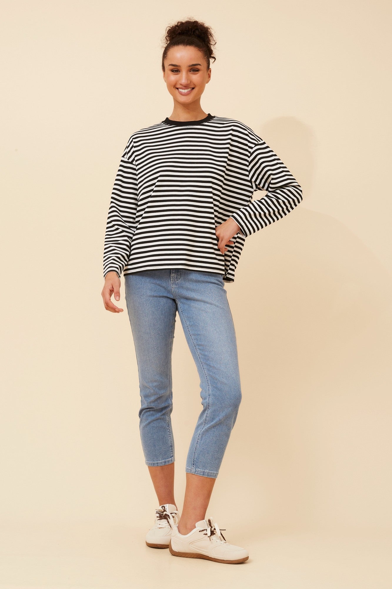 MORGANA STRIPE PRINT TOP (Black/White)