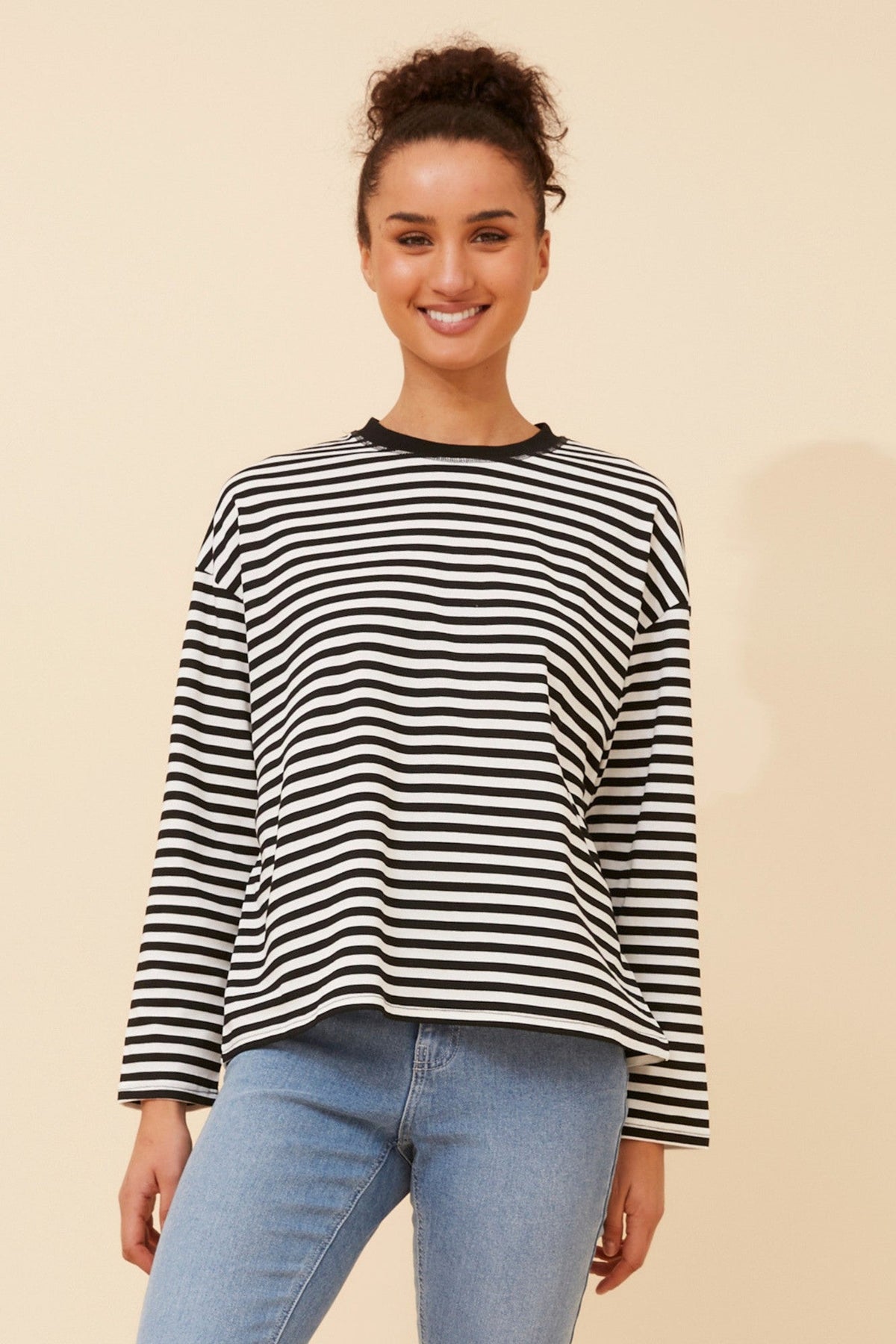 MORGANA STRIPE PRINT TOP (Black/White)