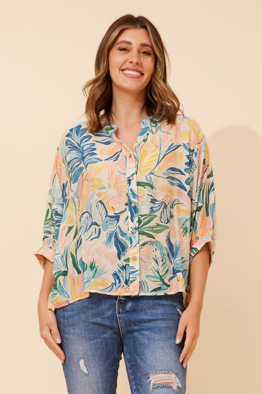 BELINA FLORAL PRINT SHIRT (Multi Blue)