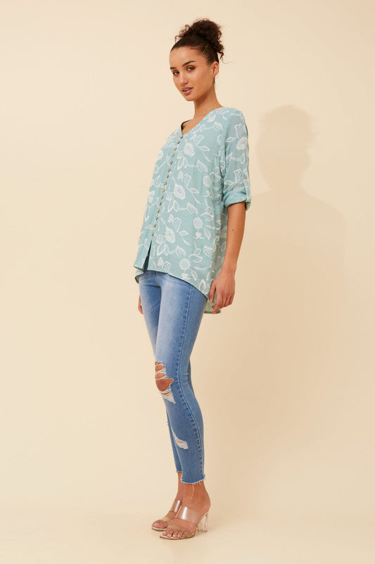 RUBY FLORAL TOP (Mint)