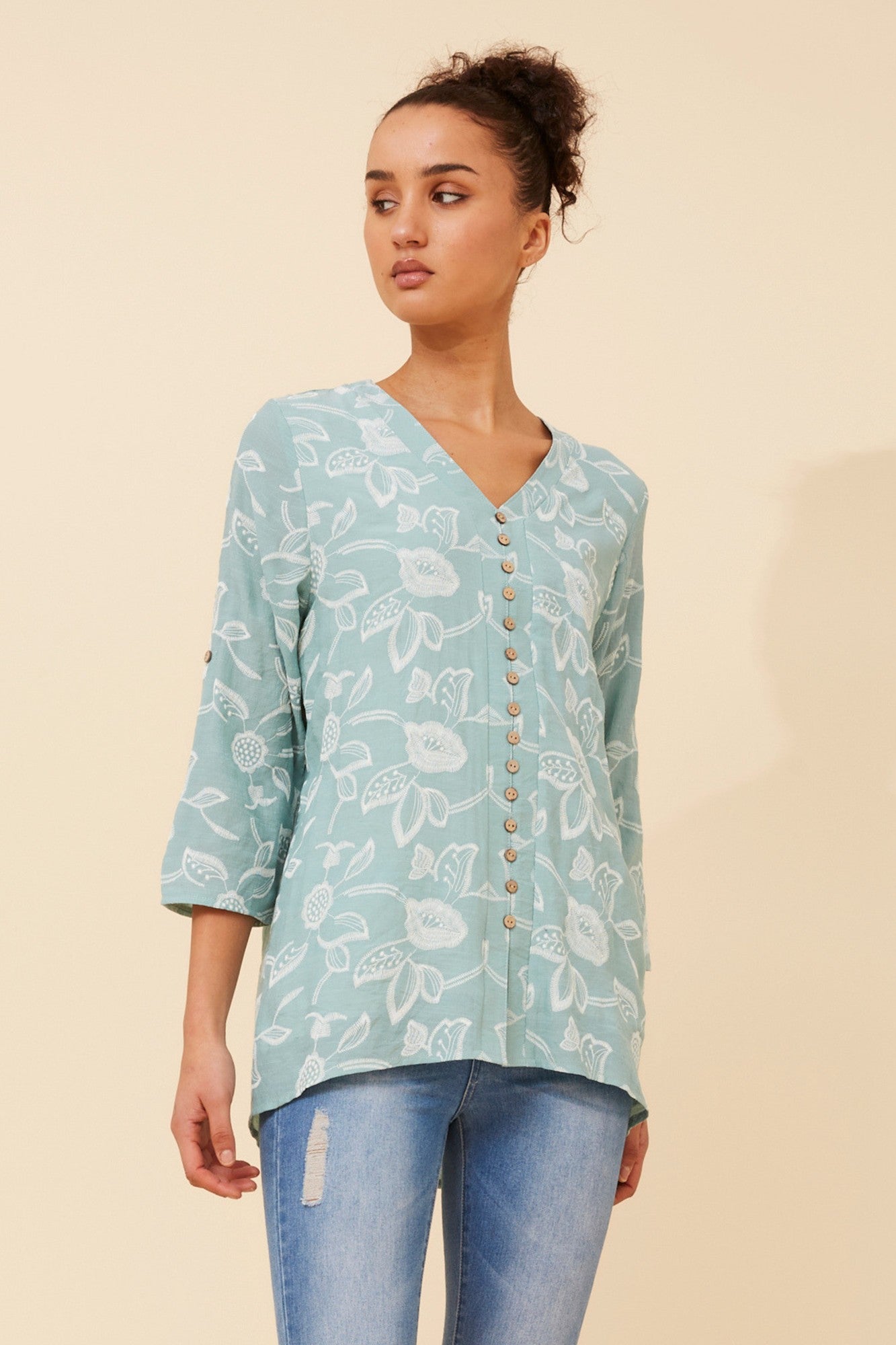 RUBY FLORAL TOP (Mint)