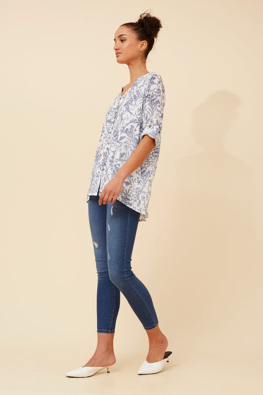 RUBY FLORAL PRINT TOP (Navy)