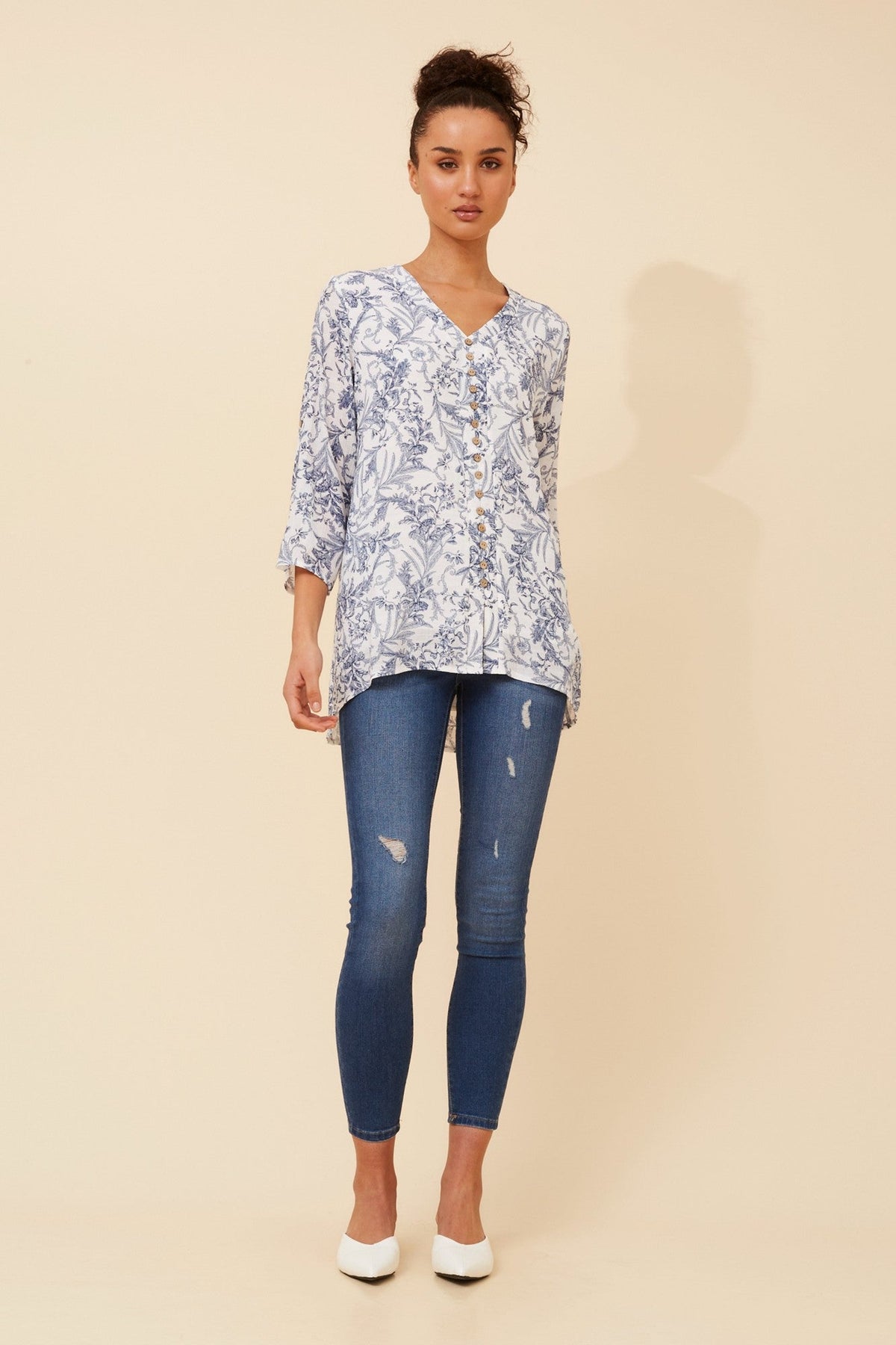 RUBY FLORAL PRINT TOP (Navy)