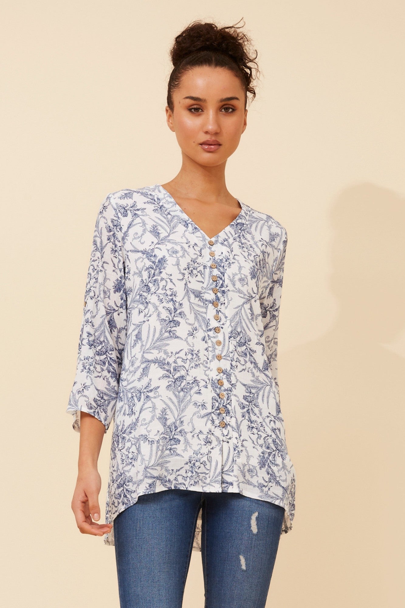 RUBY FLORAL PRINT TOP (Navy)