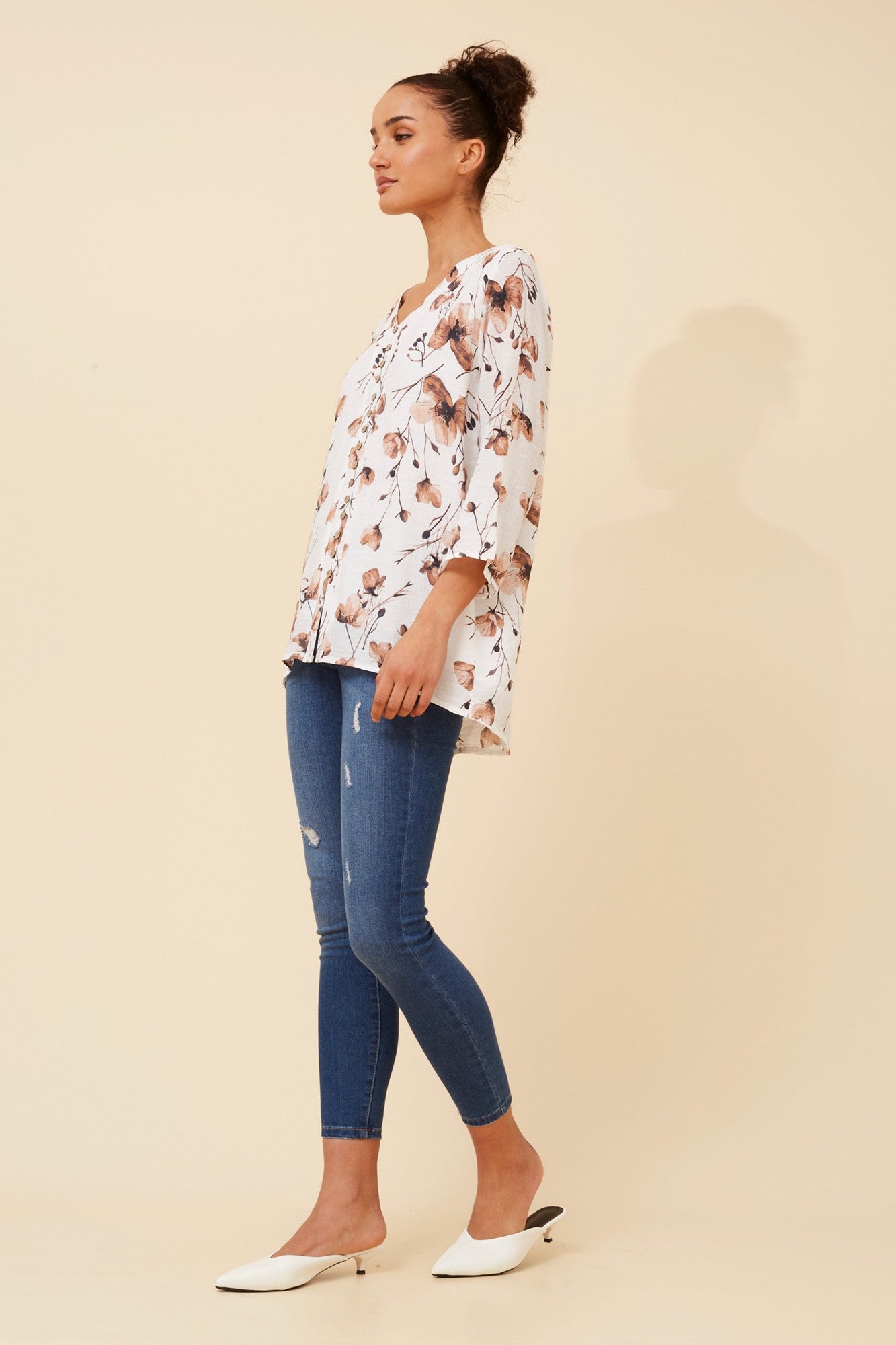 RUBY FLORAL PRINT TOP (Toffee)
