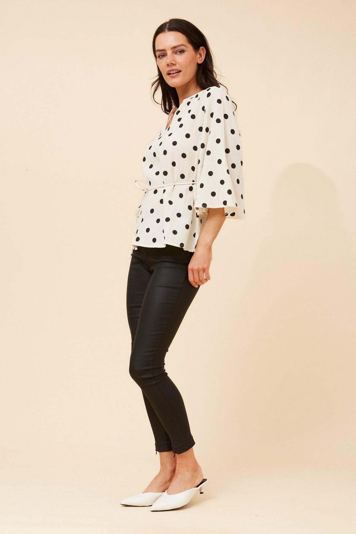 Caroline Morgan Australia HILDIE POLKA DOT PRINT BLOUSE (Ivory)