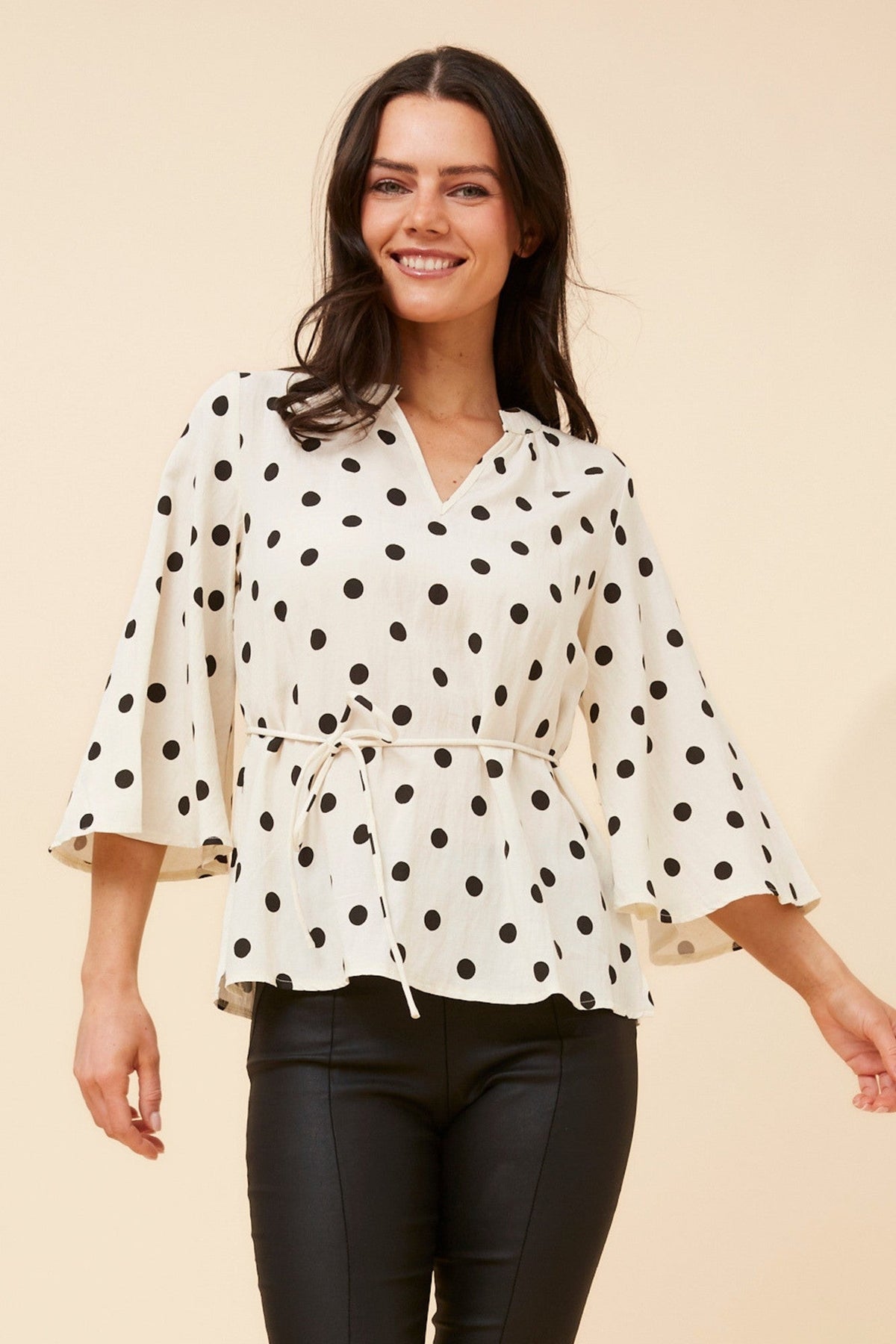 Caroline Morgan Australia HILDIE POLKA DOT PRINT BLOUSE (Ivory)