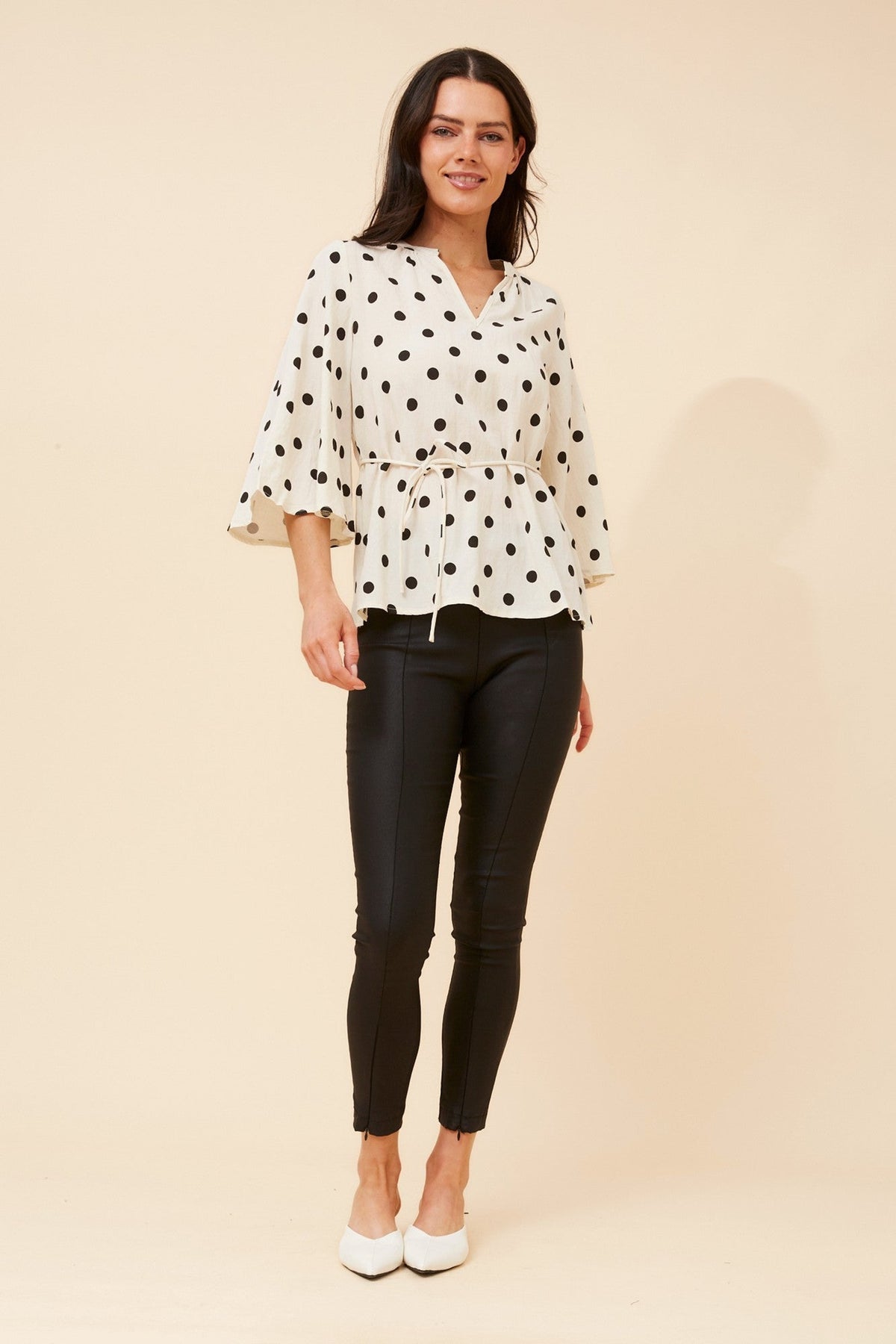 Caroline Morgan Australia HILDIE POLKA DOT PRINT BLOUSE (Ivory)