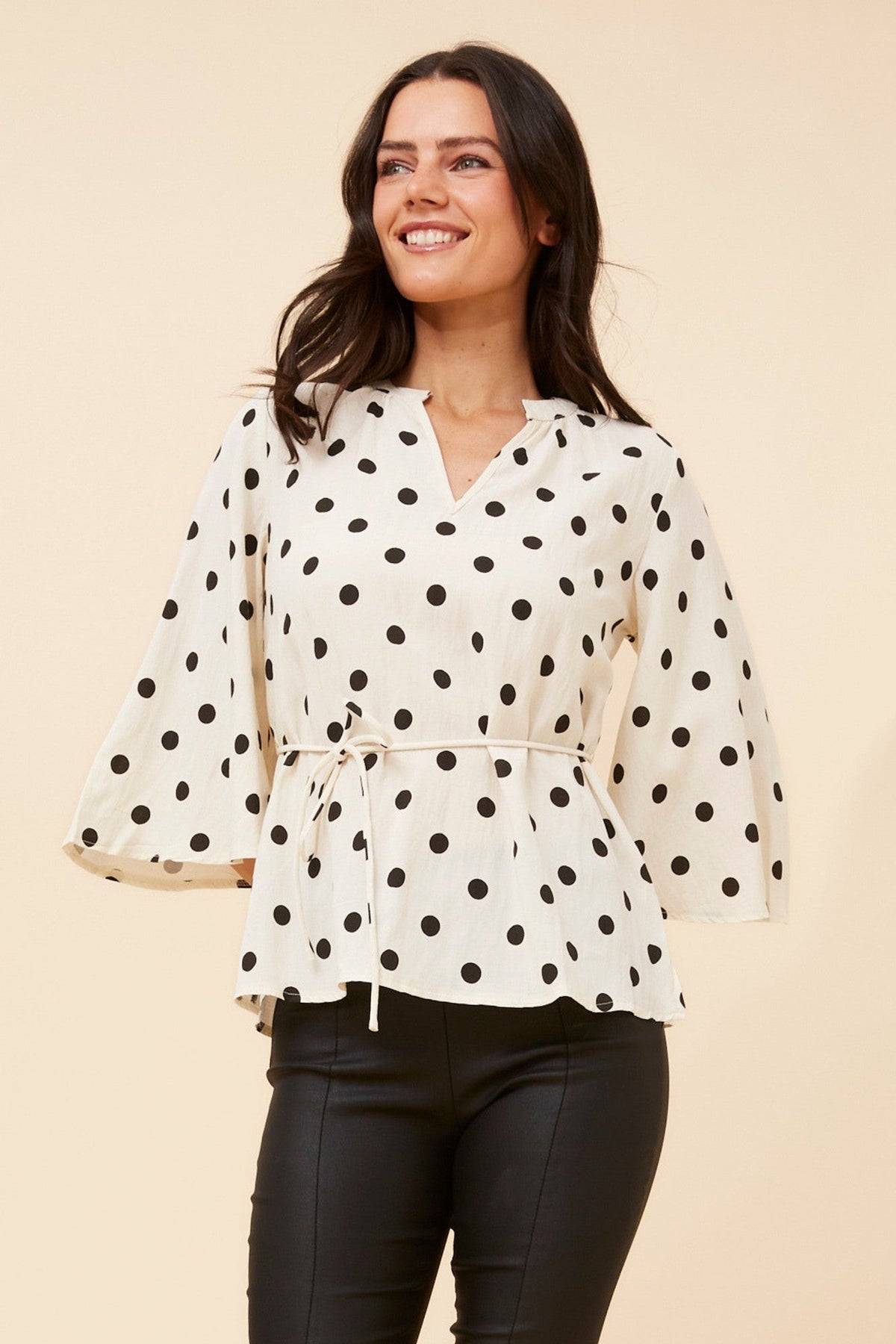 Caroline Morgan Australia HILDIE POLKA DOT PRINT BLOUSE (Ivory)