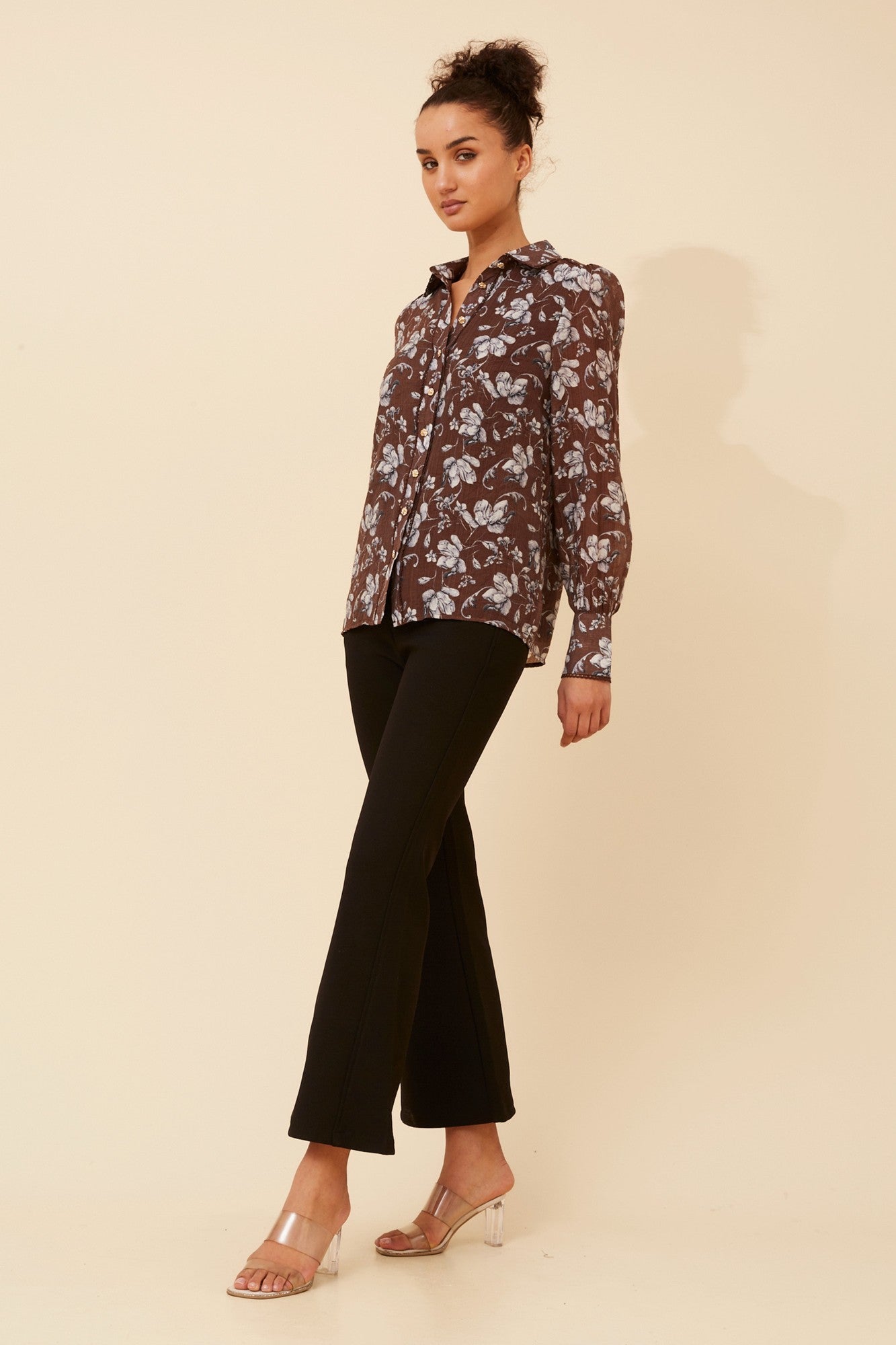 ASILIA FLORAL SHIRT (Chocolate)