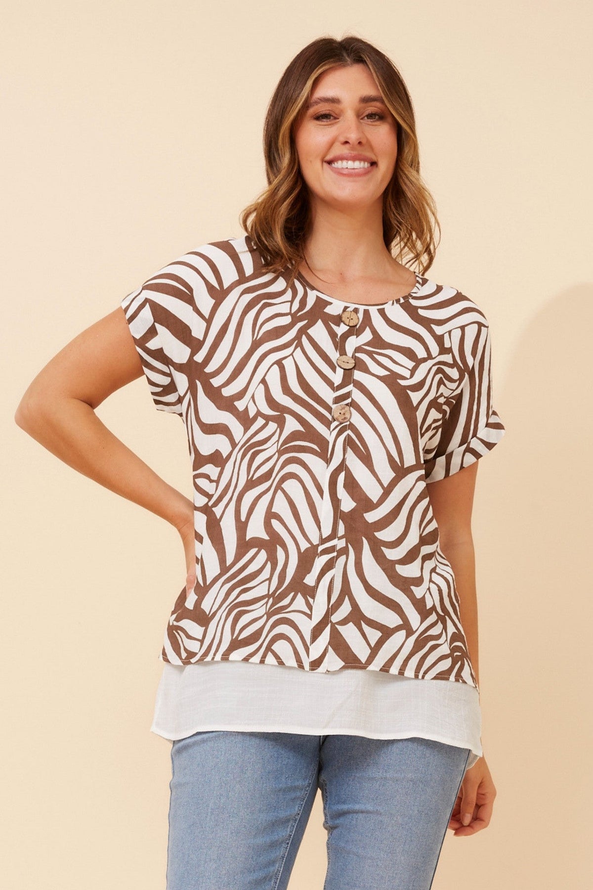 JAYCEE ABSTRACT PRINT TOP (Chocolate)