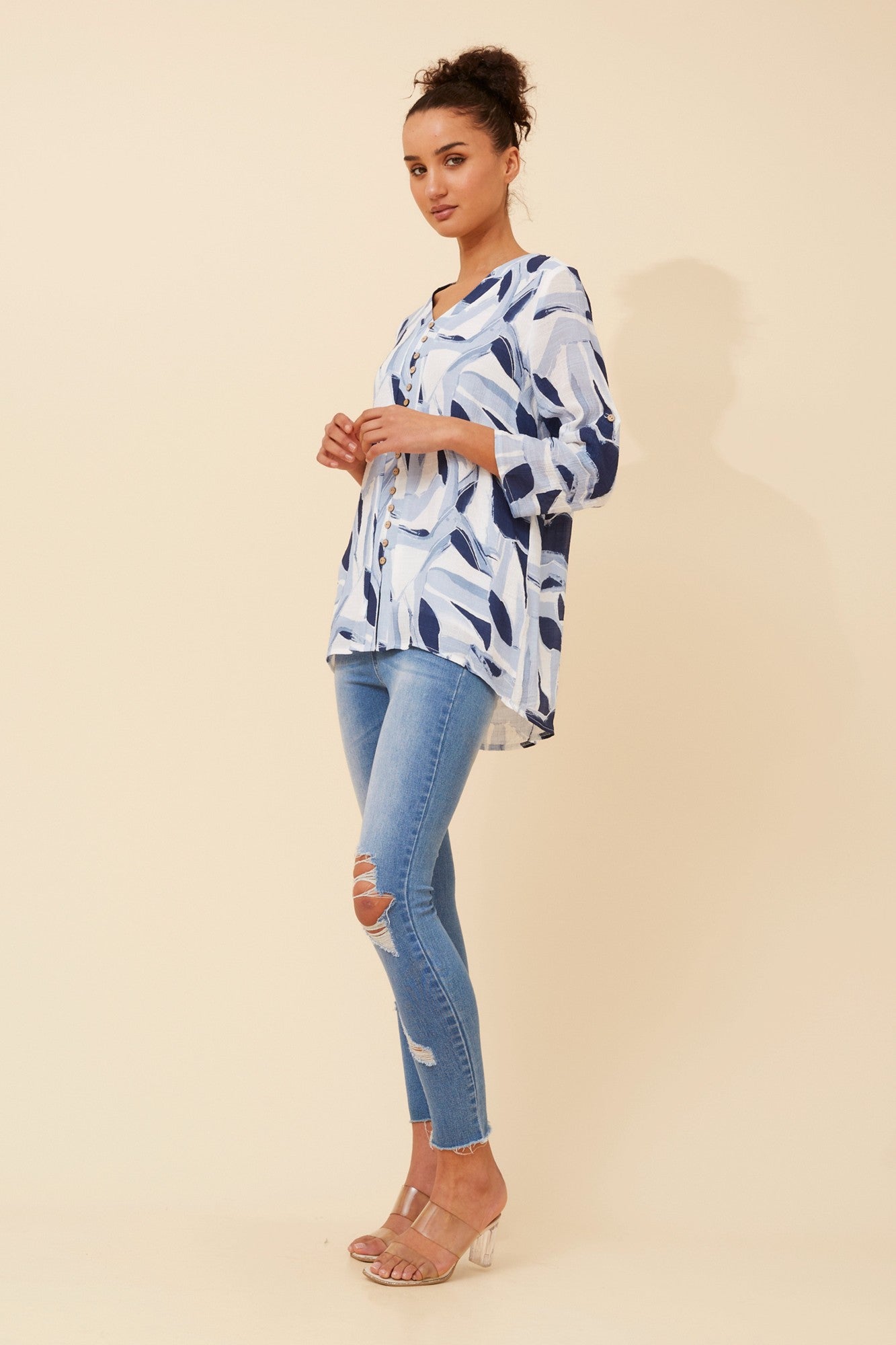 RUBY ABSTRACT PRINT TOP (Blue)