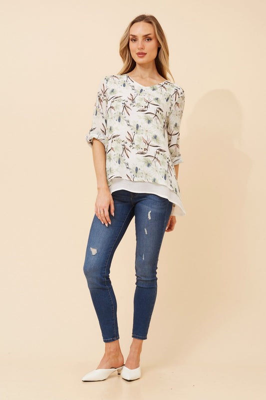 ERIANA FLORAL TOP (Multi Green)
