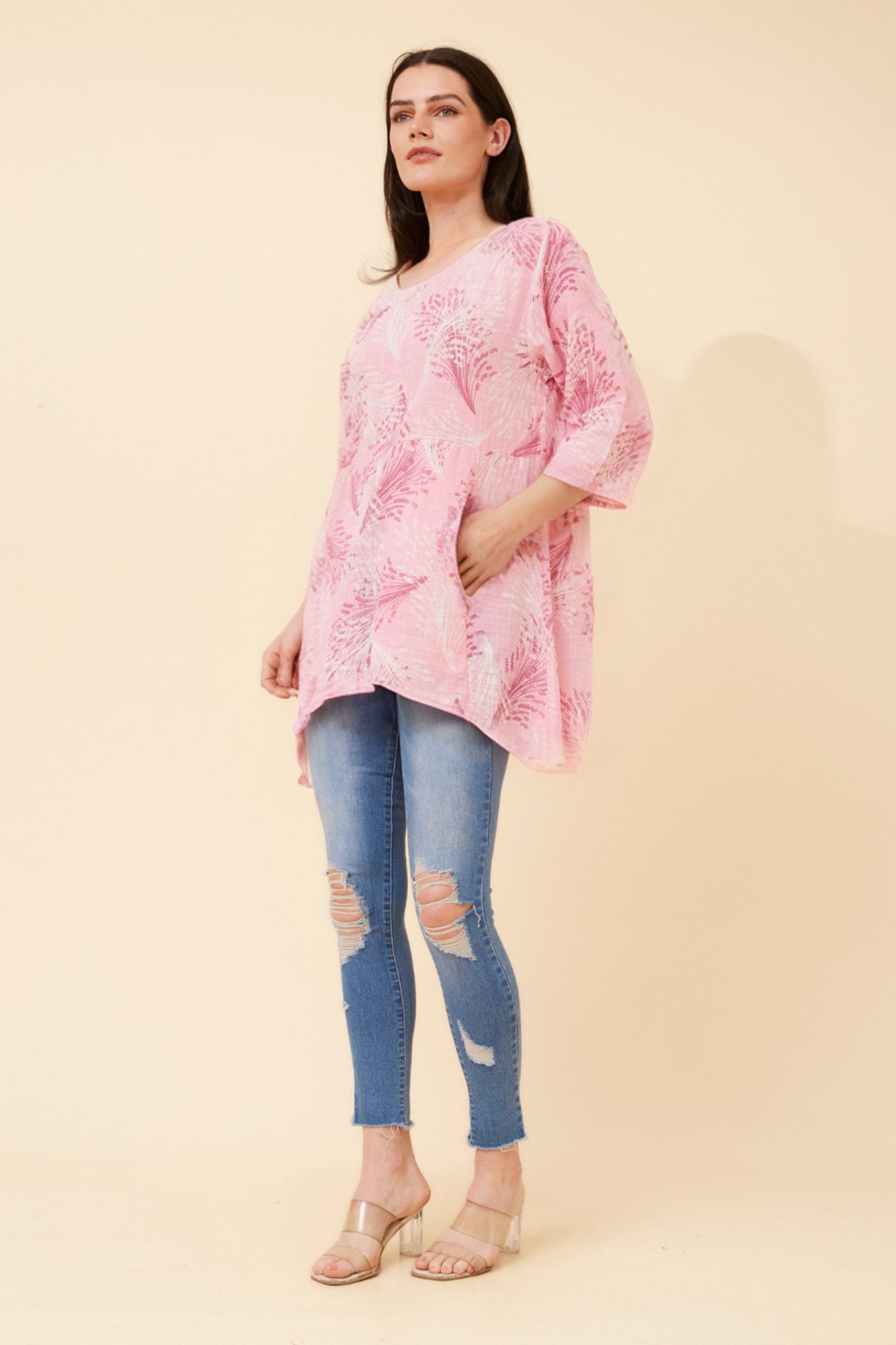 ELOISA ABSTRACT PRINT TOP (Ivory)