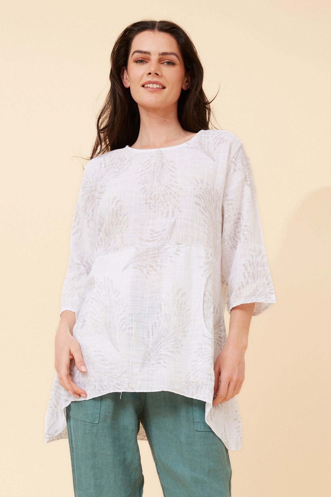 ELOISA ABSTRACT PRINT TOP (Ivory)