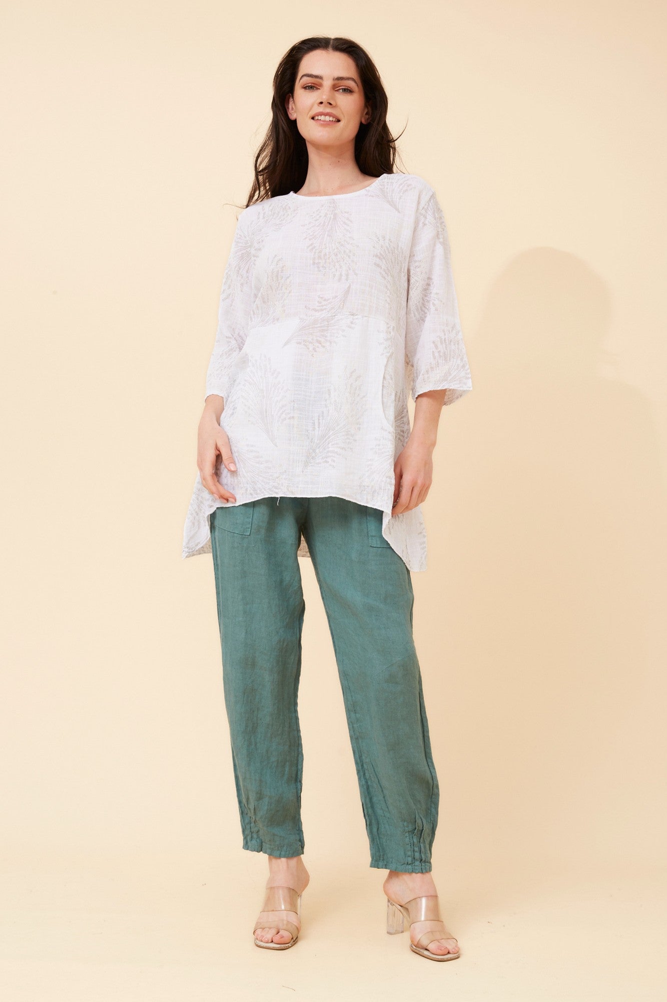 ELOISA ABSTRACT PRINT TOP (Ivory)