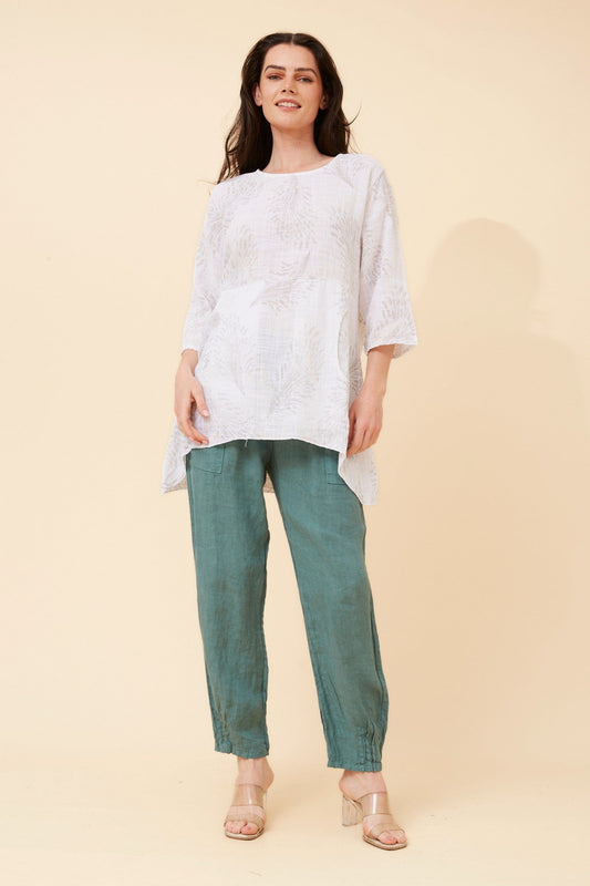 BOTTEGA MODA ELOISA ABSTRACT PRINT TOP (Ivory)