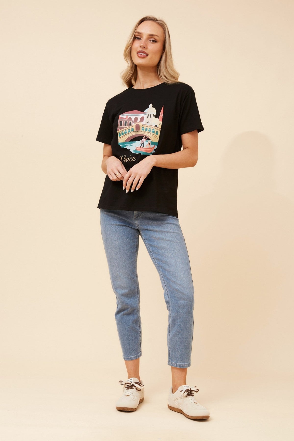 Caroline Morgan Australia JULITA GRAPHIC PRINT T-SHIRT (Black)