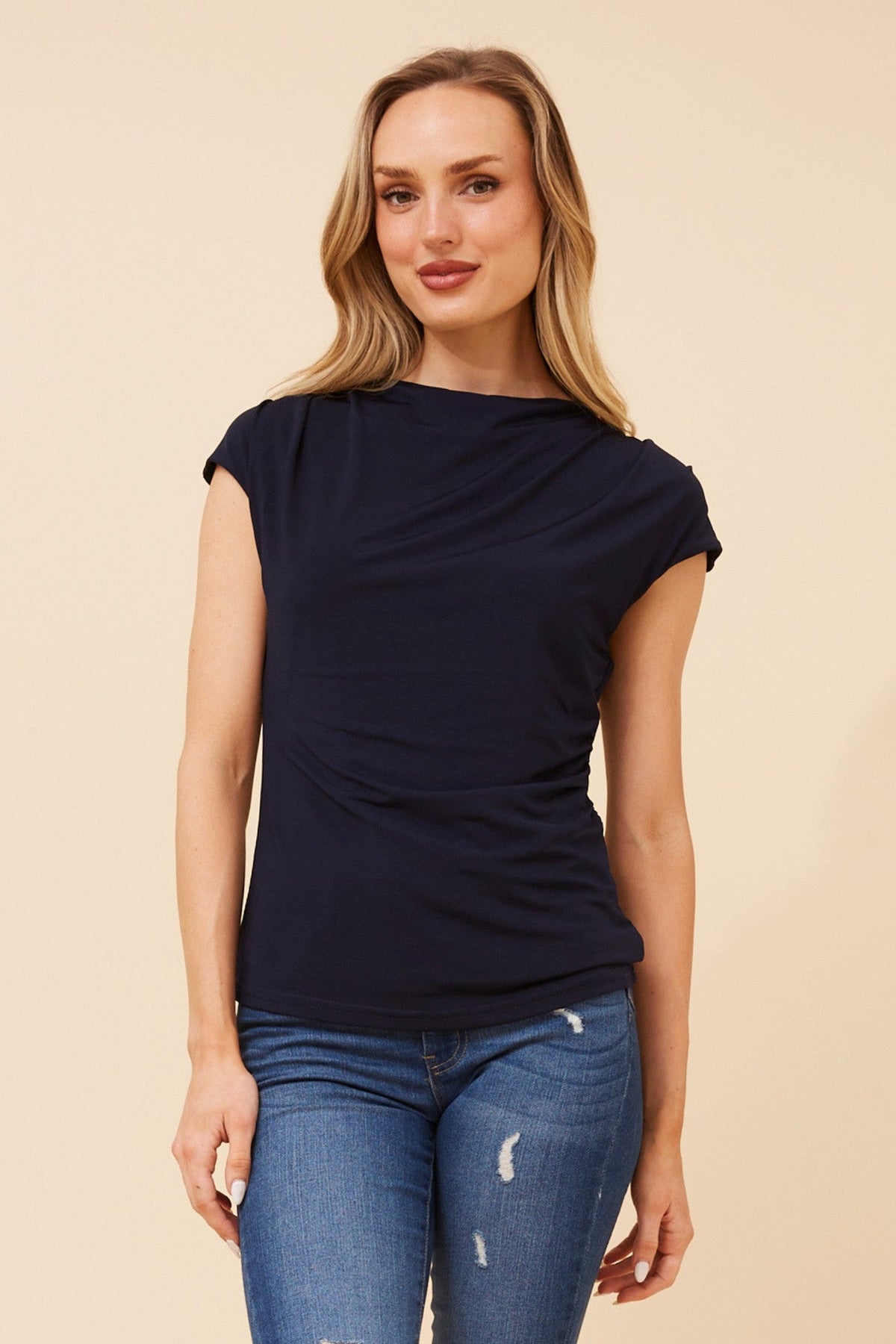 Caroline Morgan Australia WERA SOLID TOP (Navy)