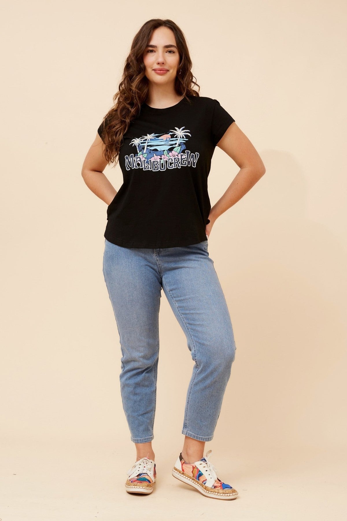 Caroline Morgan Australia COCO GRAPHIC PRINT T-SHIRT (Black)
