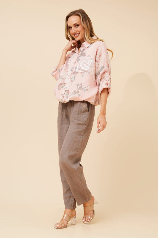 NOLENE LEAF PRINT SHIRT (Linen)